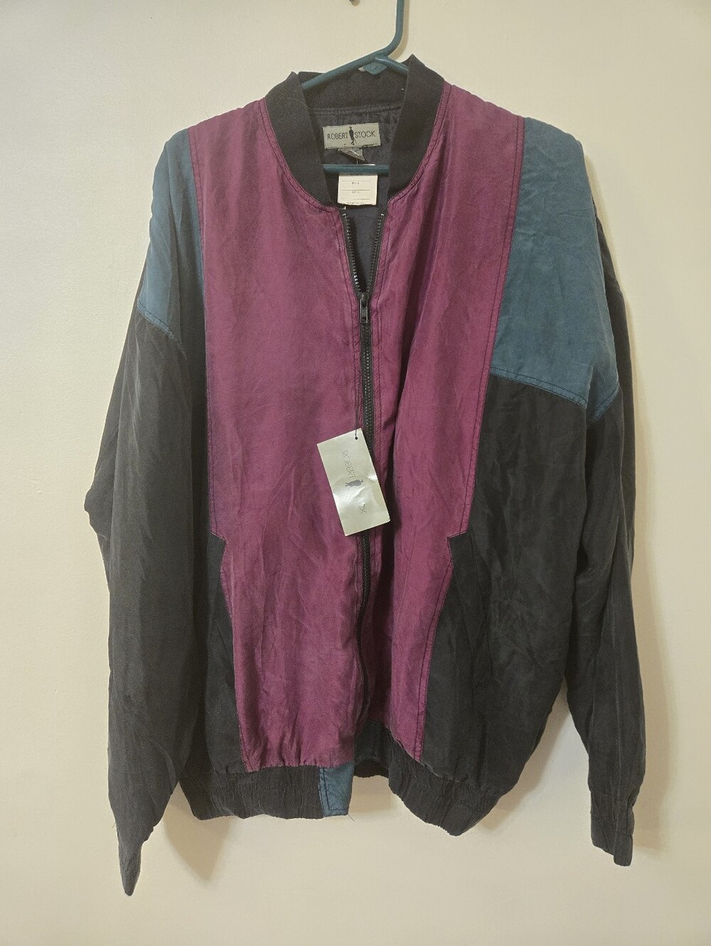 Robert Stock Washed Silk Full-Zip Jacket - Size XL